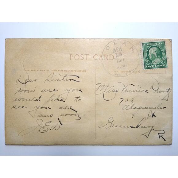 Easter Postcard Raised Image Baby Chick Fantasy In Canoe Boat Airbrushed 1911 - Picture 3 of 3